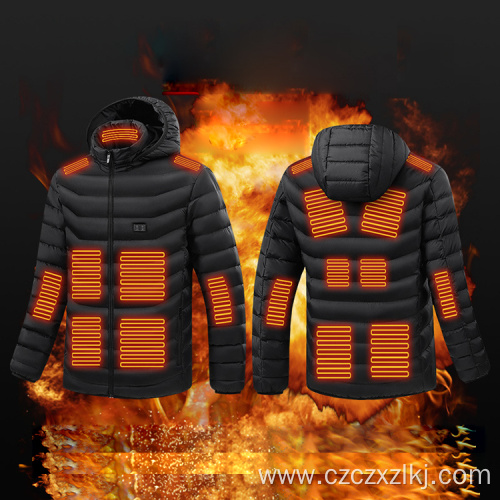 Heated padded jacket with heated hood